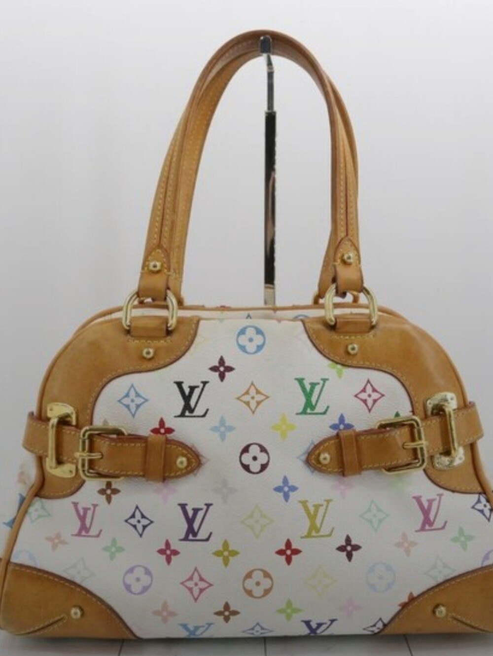 Louis Vuitton White Monogram Multicolor Claudia Satchel